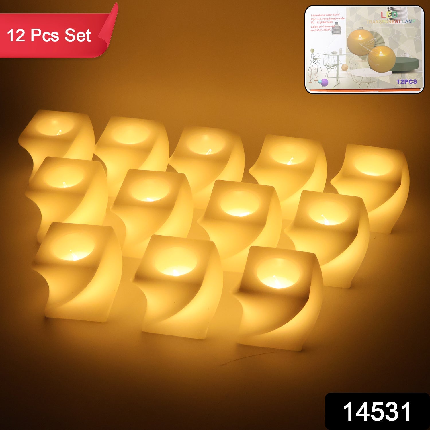 Set of 12 LED Flameless Decorative Candles – Square Shape Tealight Lamps Set of 12 LED Flameless Decorative Candles – Square Shape Tealight Lamps